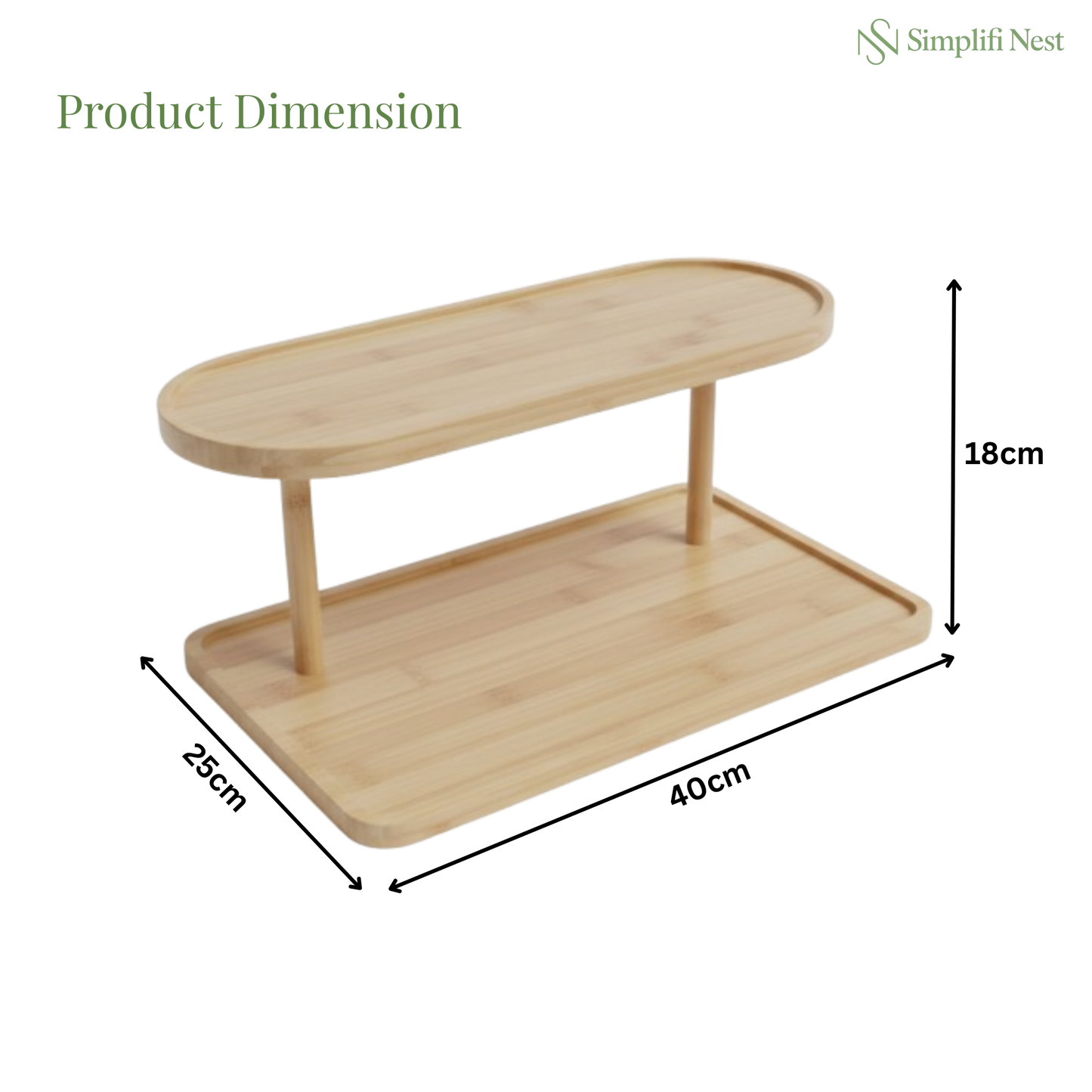 Bamboo Oval 2-Tier Kitchen Counter Organizer Rack