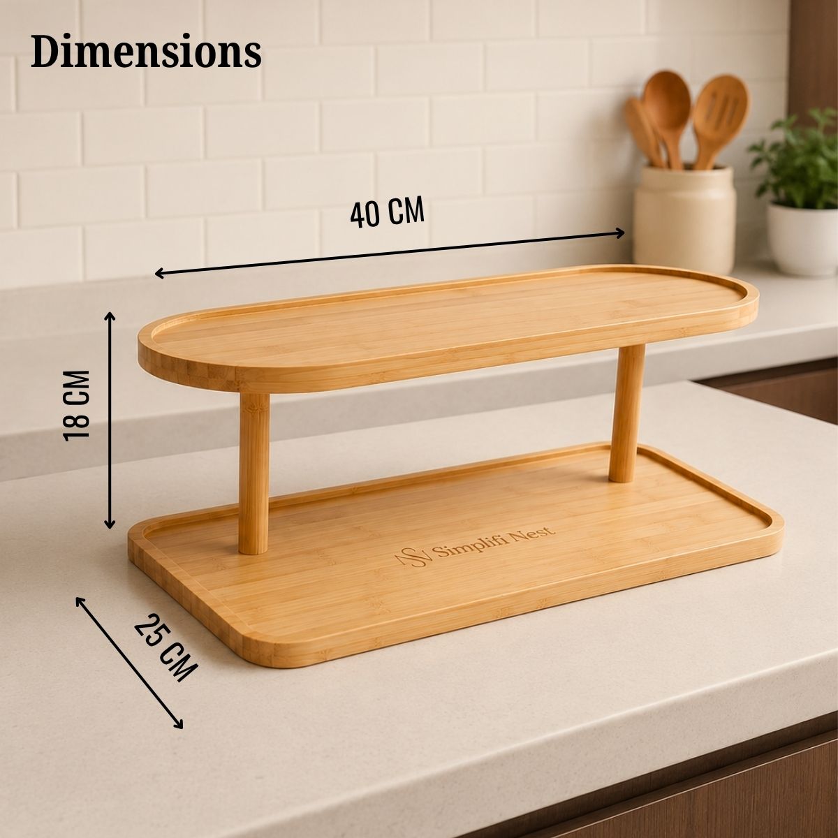 Bamboo Oval 2-Tier Kitchen Counter Organizer Rack