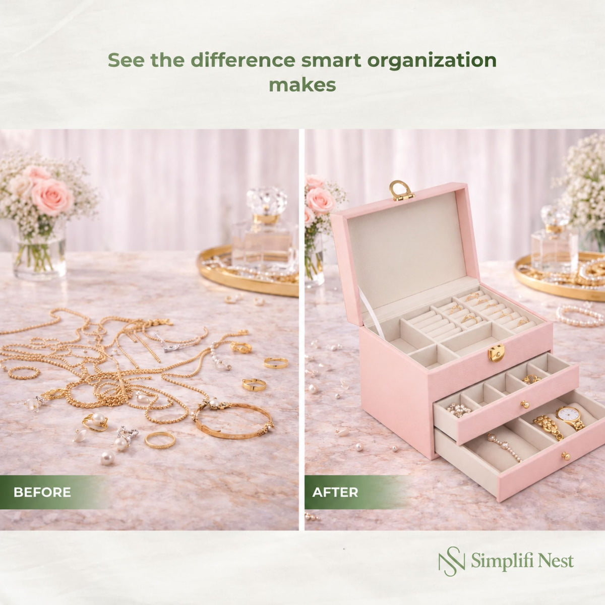 Multi-Tier Leather Vanity & Jewelry Organizer