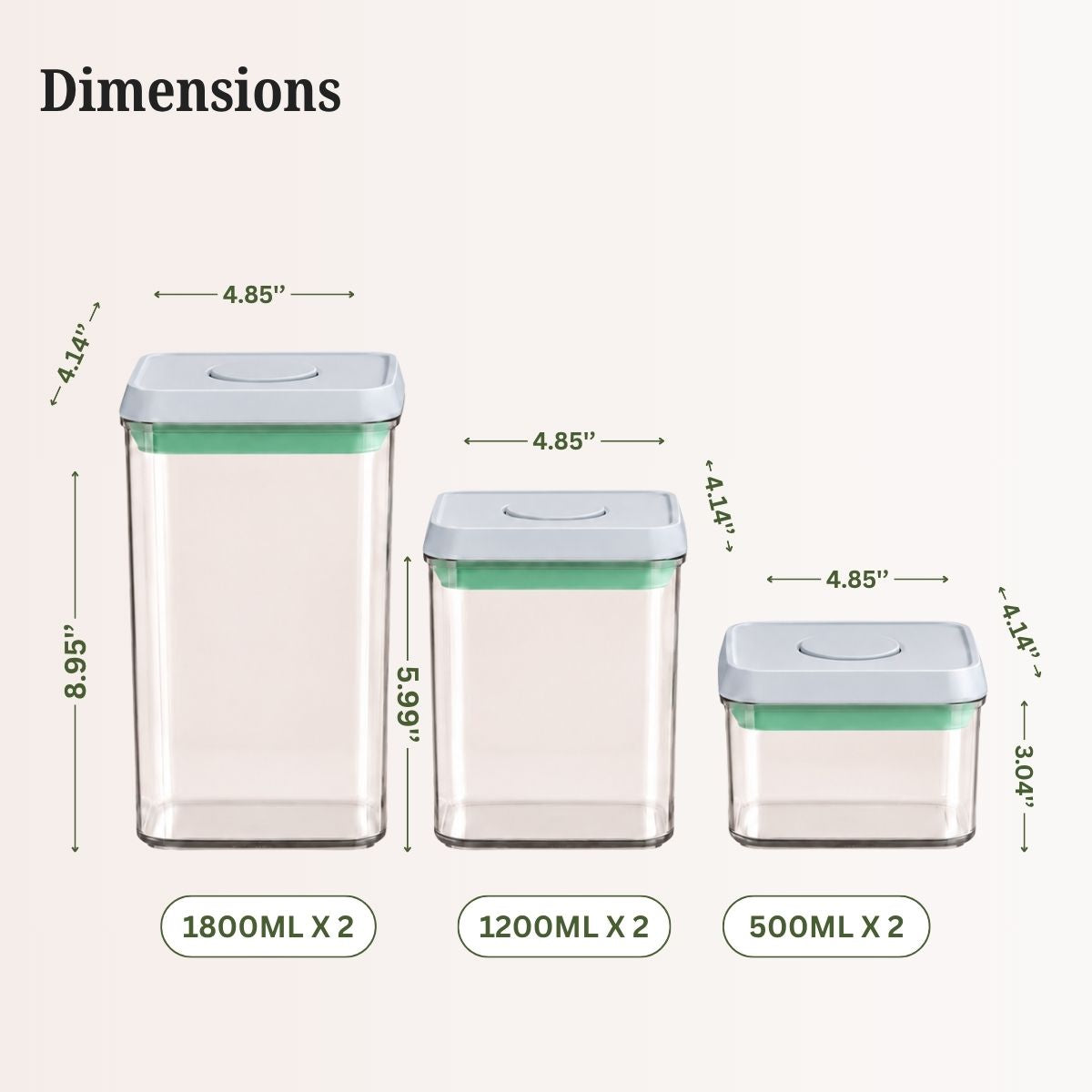 POP One-Touch Airtight Containers – Set of 6 | Stackable & BPA-Free | Patented