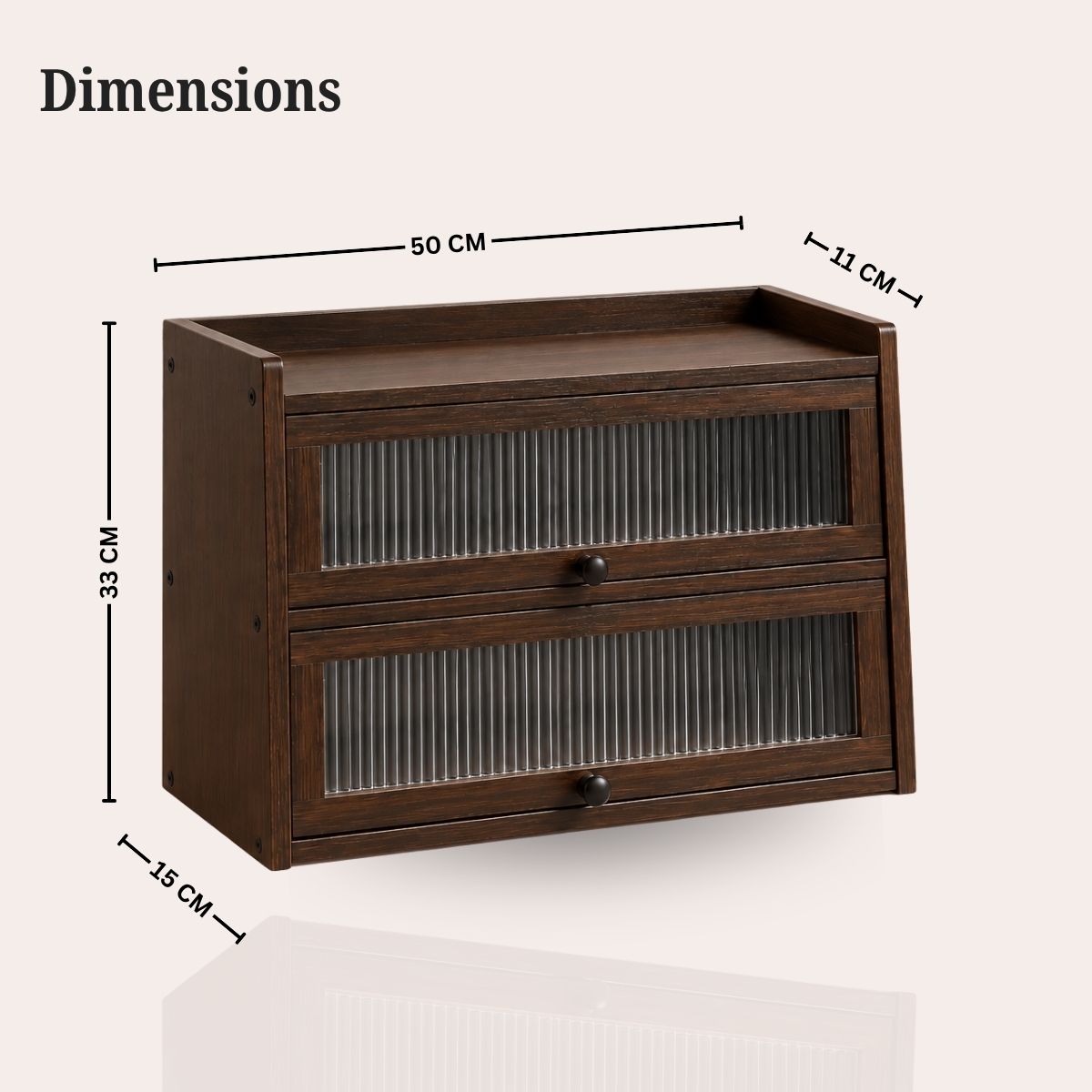 Bamboo Cabinet with Fluted Doors | Fits Under Wall Units | Spice & Cutlery Storage