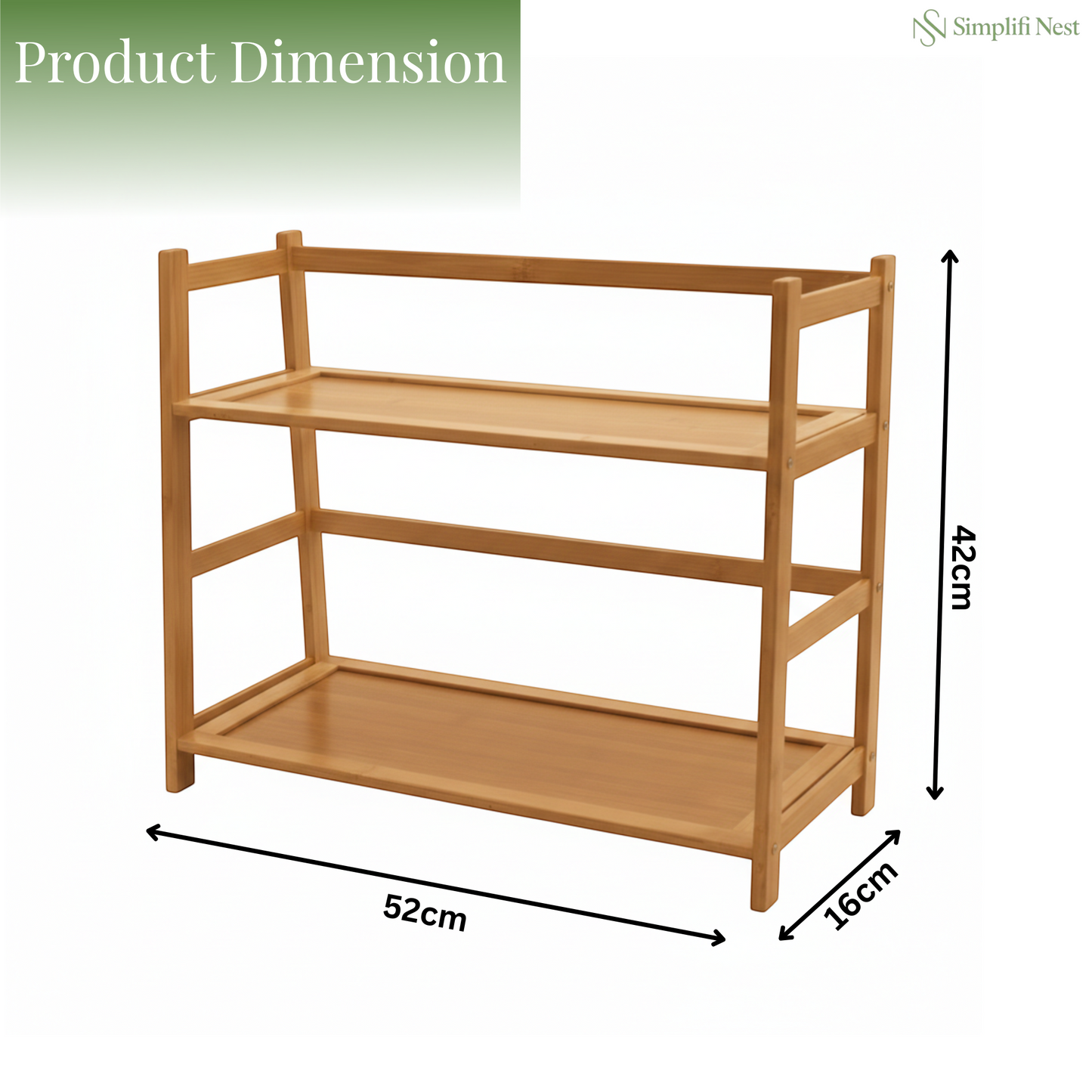 2-Tier Bamboo Countertop Rack — Kitchen, Bathroom & Desk Organizer