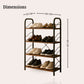 4-Tier Shoe Rack with Open Shelves | Wood & Metal Storage Organizer