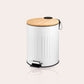 Metal Dustbin with Foot Pedal & Removable Bucket | Rust-Free Steel & Bamboo | 5L