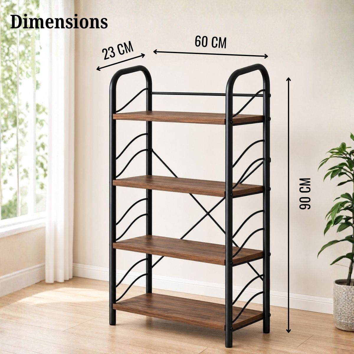 4-Tier Shoe Rack with Open Shelves | Wood & Metal Storage Organizer