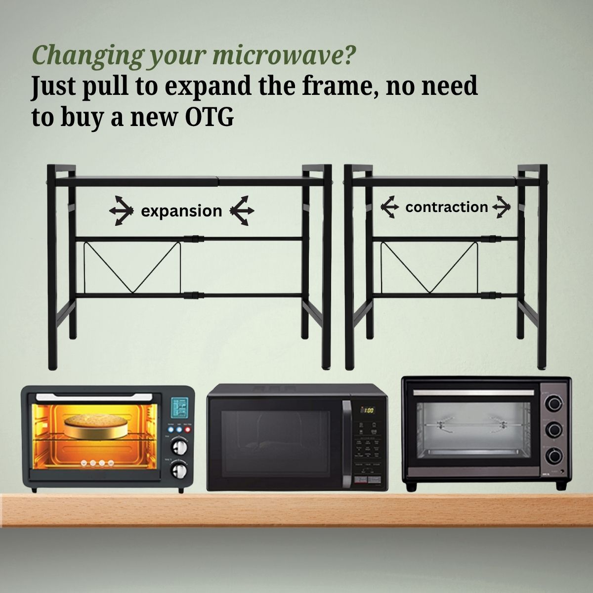Expandable Carbon Steel Microwave & OTG Stand