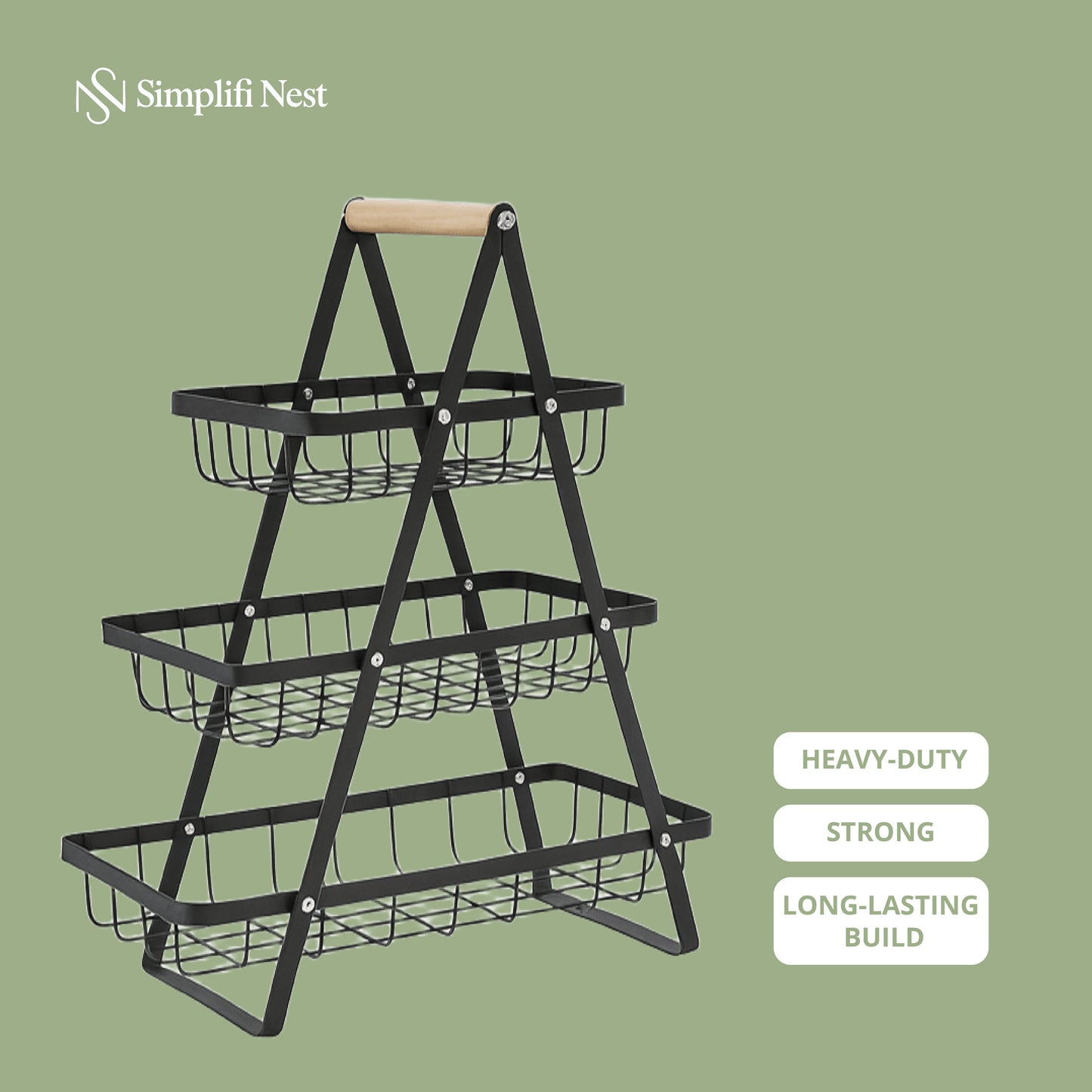 2-Tier & 3-Tier Carbon Steel Fruit Basket - SimplifiNest