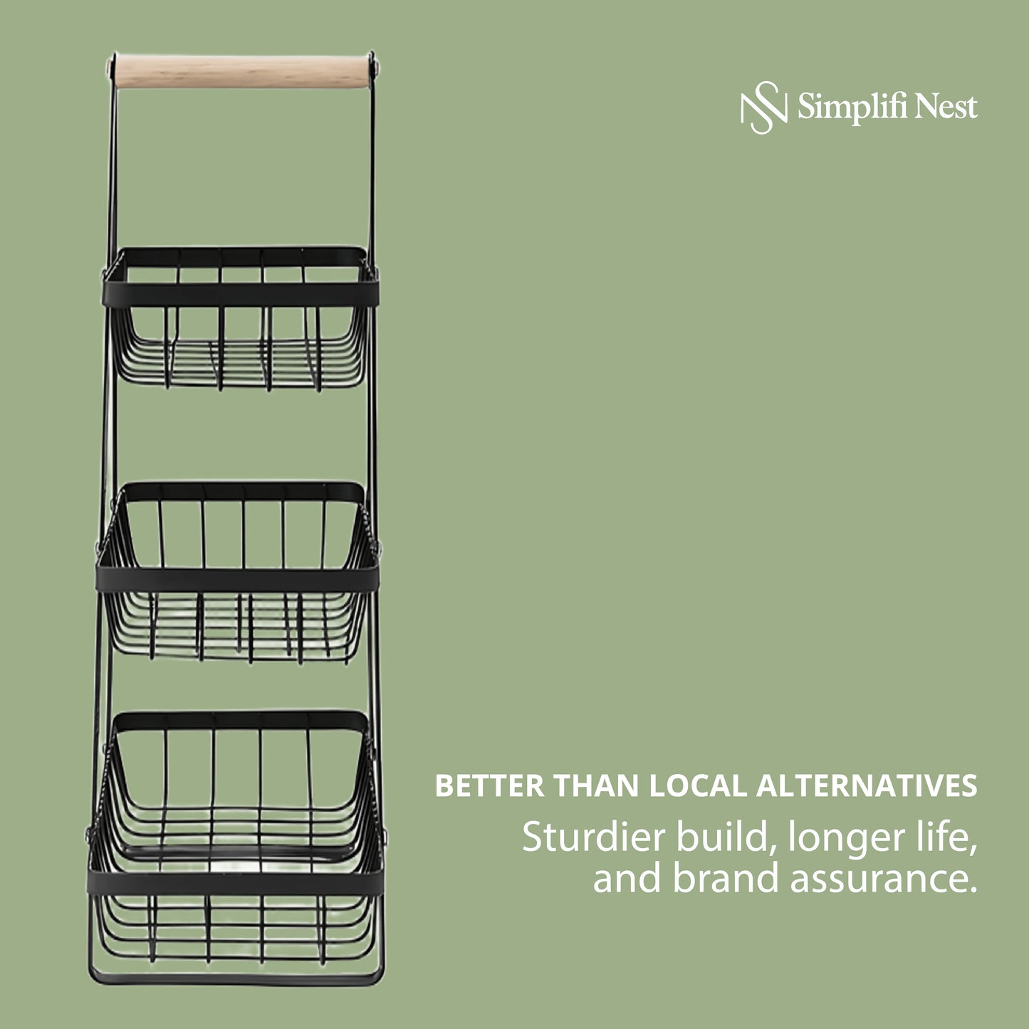 2-Tier & 3-Tier Carbon Steel Fruit Basket - SimplifiNest