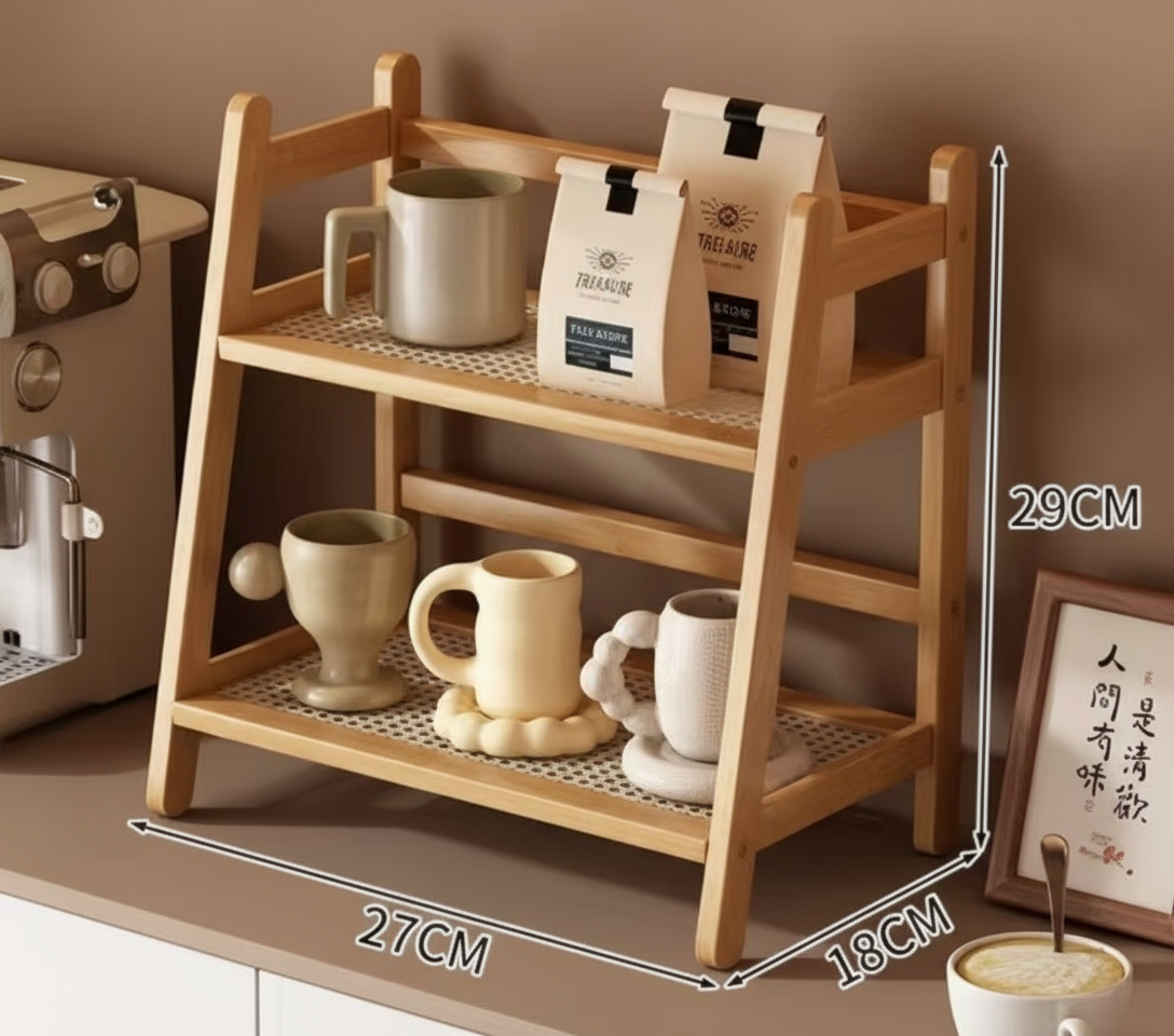 Bamboo 2-Tier Kitchen Counter Organizer Rack