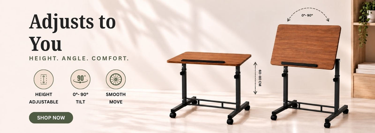 Adjustable height laptop table and standing desk