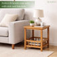 Premium Bamboo Side Table With Storage Base