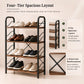 4-Tier Shoe Rack with Open Shelves | Wood & Metal Storage Organizer