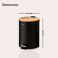 Metal Dustbin with Foot Pedal & Removable Bucket | Rust-Free Steel & Bamboo | 5L