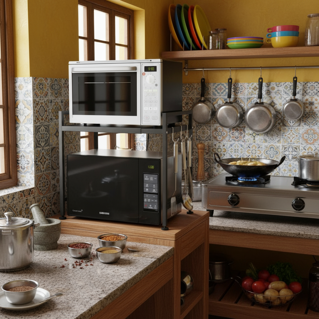 Expandable Carbon Steel Microwave & OTG Stand