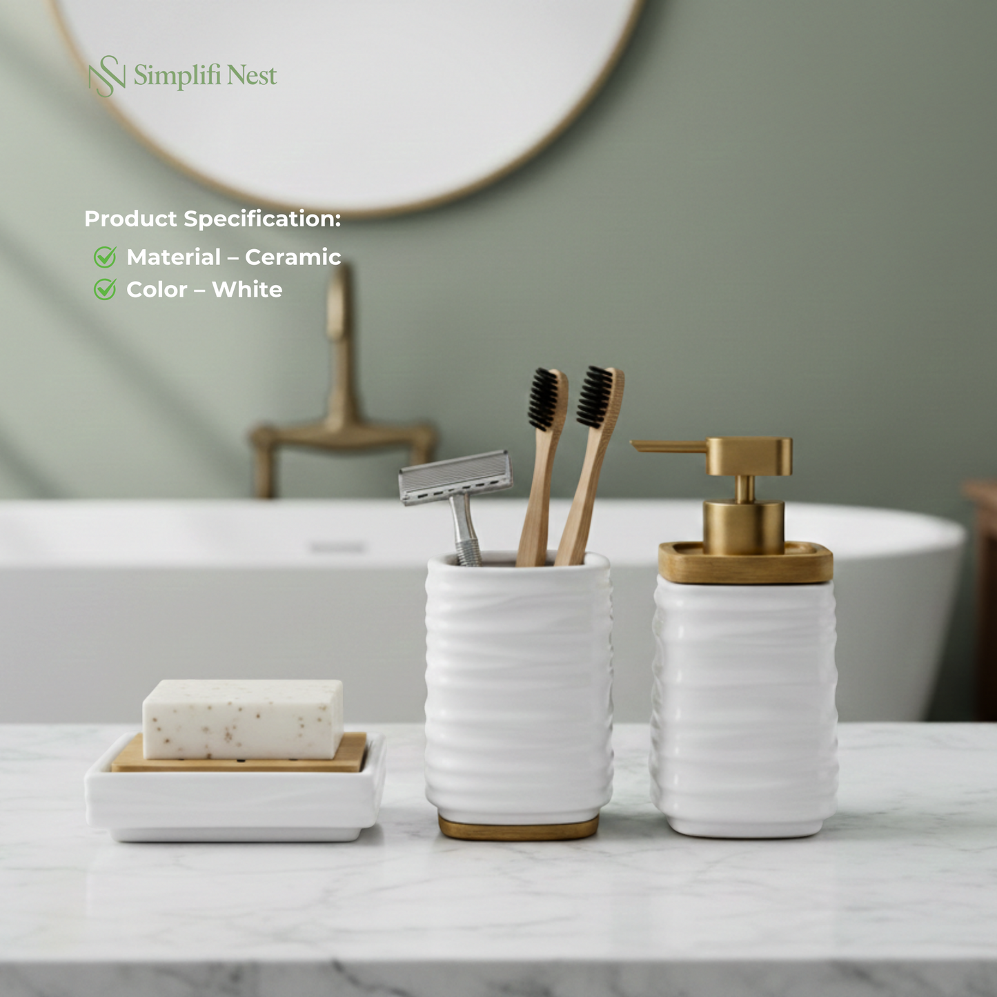 Premium 3-Piece Ceramic Bathroom Accessory Set