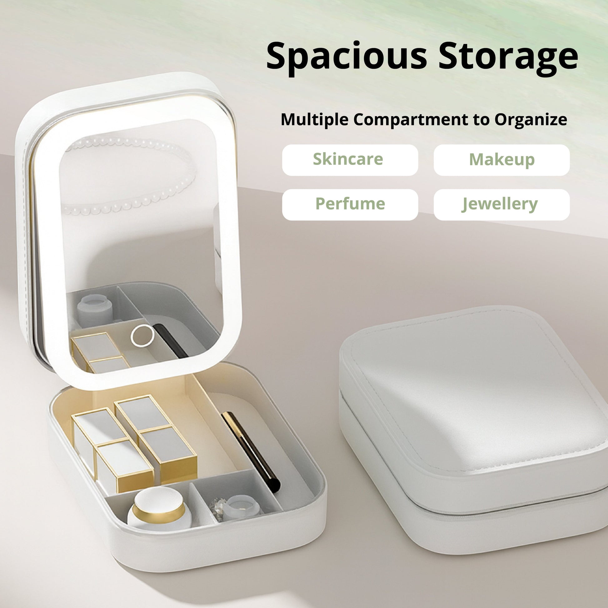 LED Makeup Storage Box with Mirror - SimplifiNest