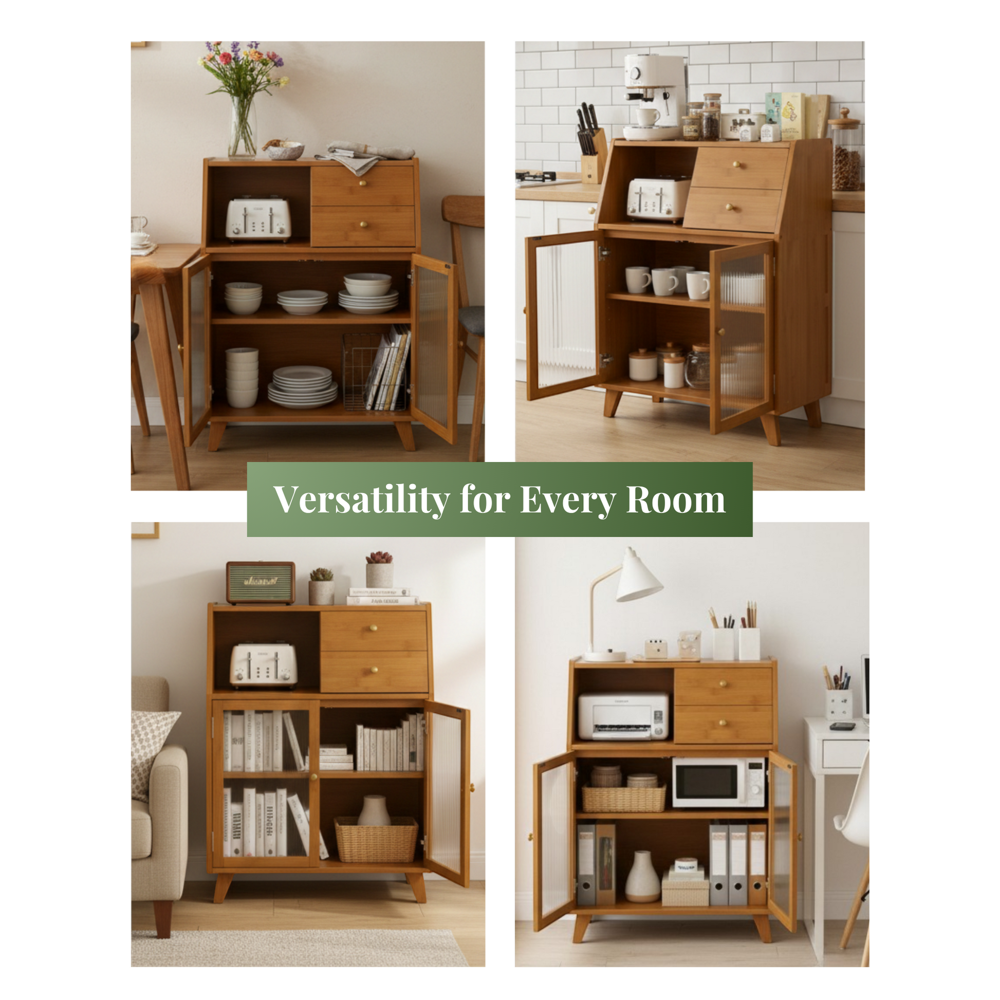 SimplifiNest Bamboo Cabinet Interior 2-Tier Storage – Floor Cabinet for Kitchen Bedroom India