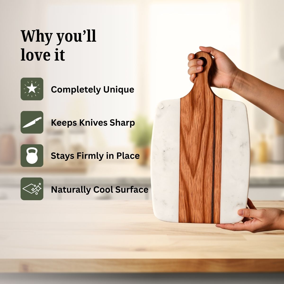 White Marble & Acacia Wood Chopping & Serving Board
