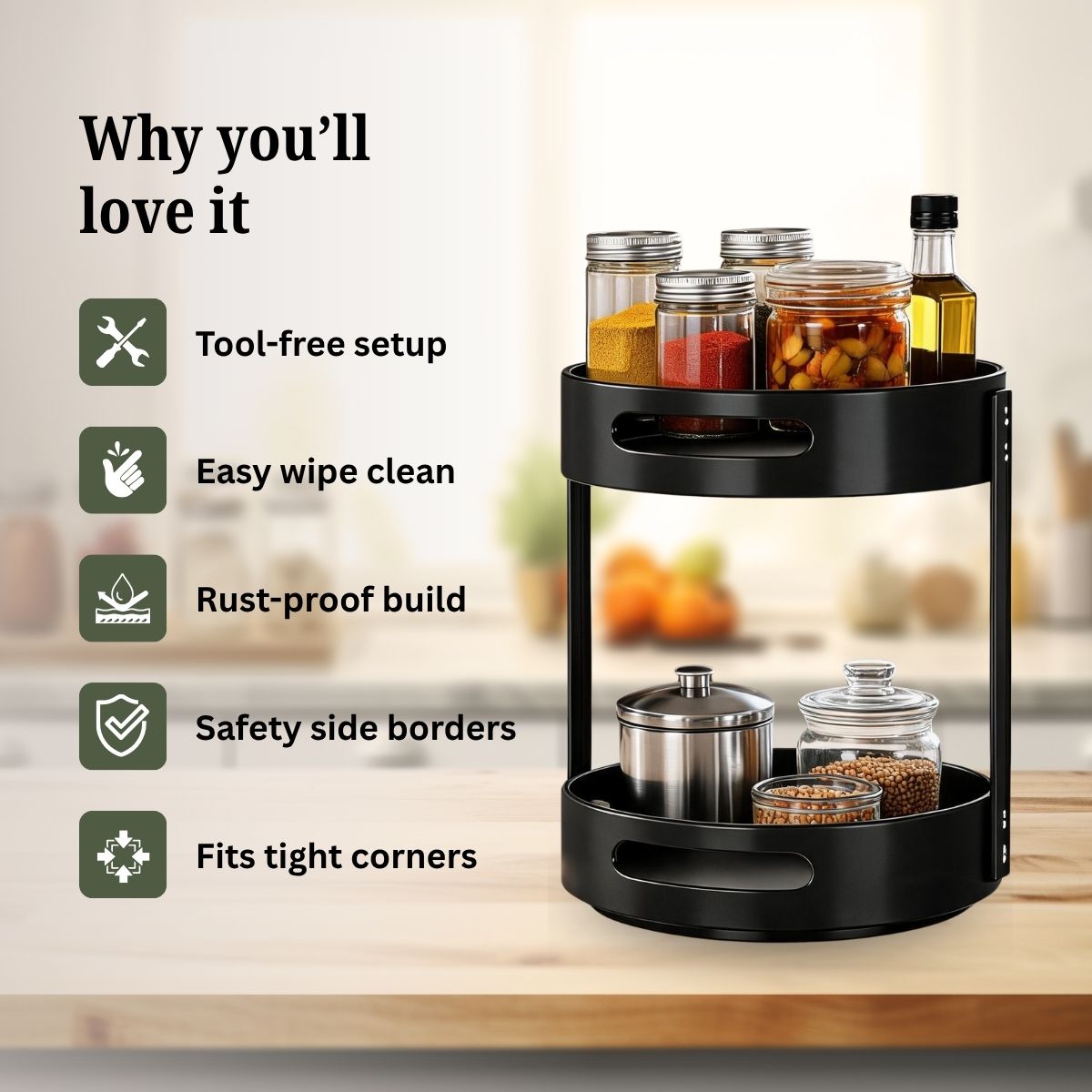 2-Tier Round 360° Kitchen Rack
