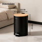 Metal Dustbin with Foot Pedal & Removable Bucket | Rust-Free Steel & Bamboo | 5L