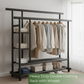 Premium Heavy Duty Double Clothing Rack with Storage Sections