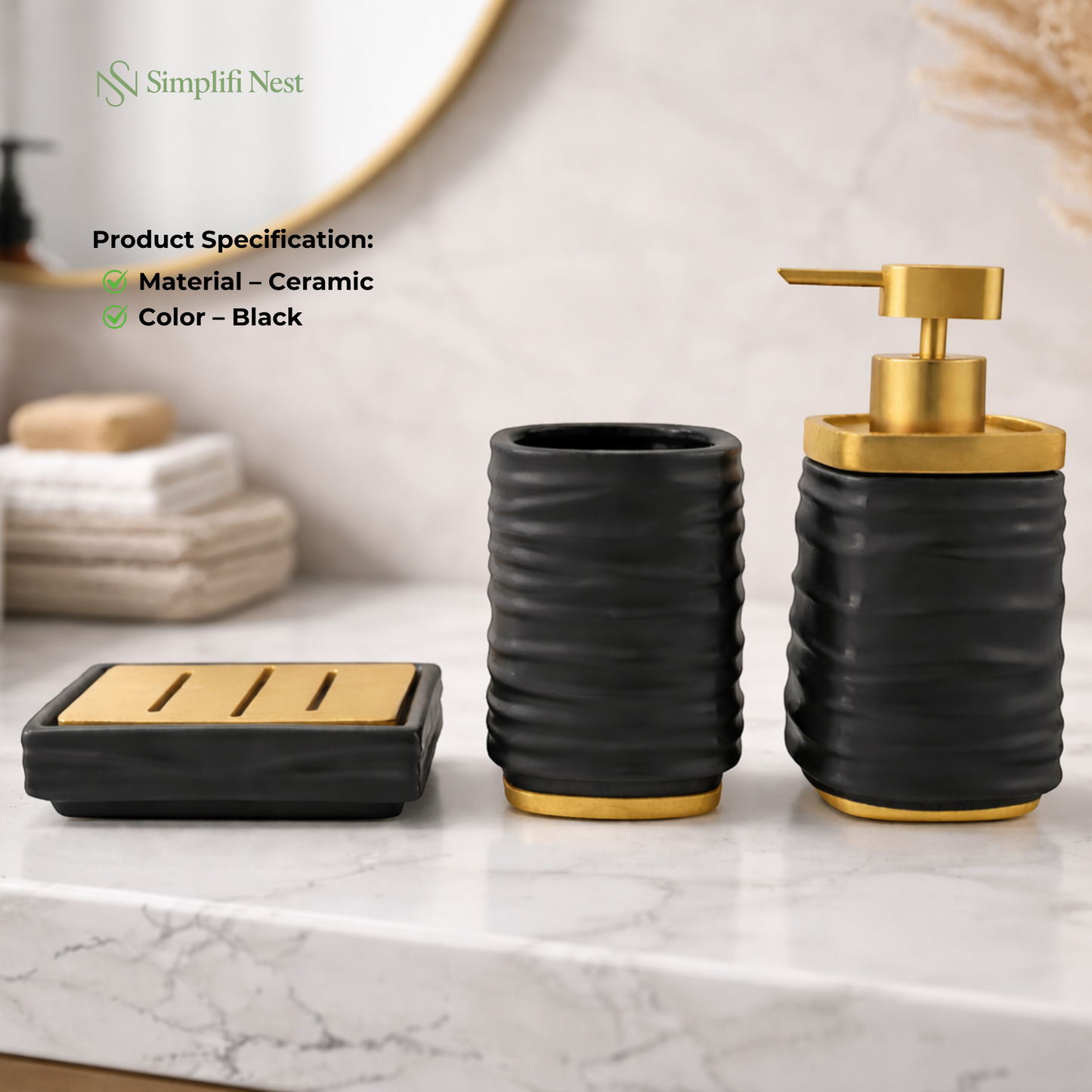 Premium 3-Piece Ceramic Bathroom Accessory Set