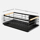 Black Steel Dish Drying Rack with Bamboo Handle