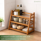 Modern Bamboo 3-Tier Countertop Organizer Rack | Fluted Fibre Glass Shelves