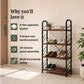 4-Tier Shoe Rack with Open Shelves | Wood & Metal Storage Organizer