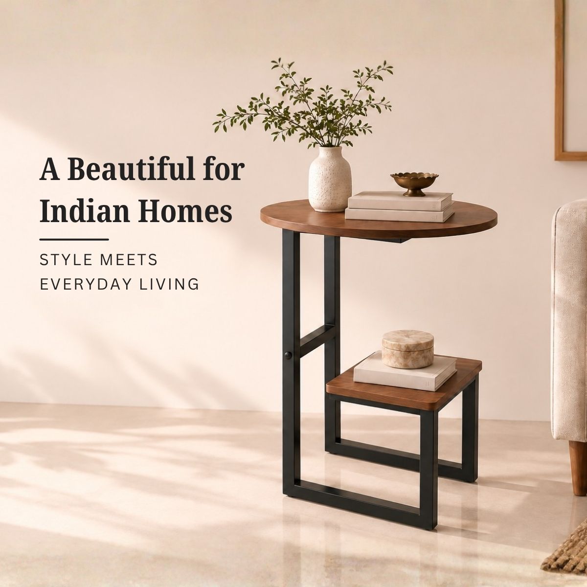 Dual-Tier G-Shaped Side Table
