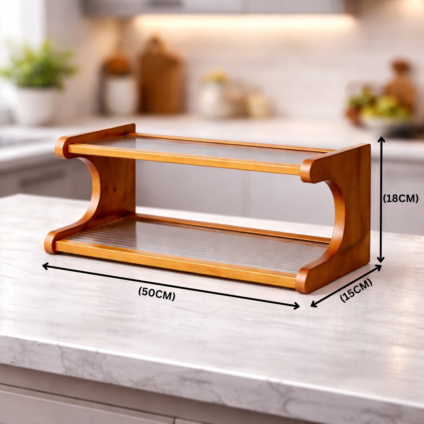 Bamboo Countertop Rack Dimensions – 2-Tier Size Guide SimplifiNest India