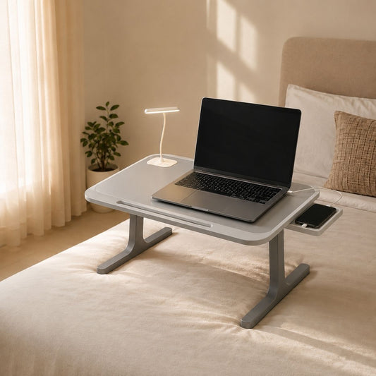 Portable Laptop Bed Station with LED Lamp & Charging