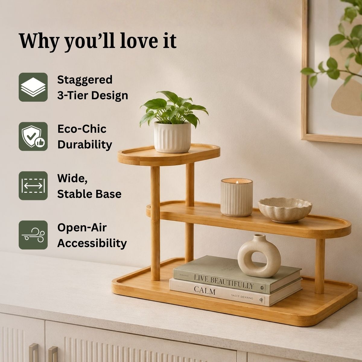 Bamboo Multi-Level Kitchen Organizer Rack
