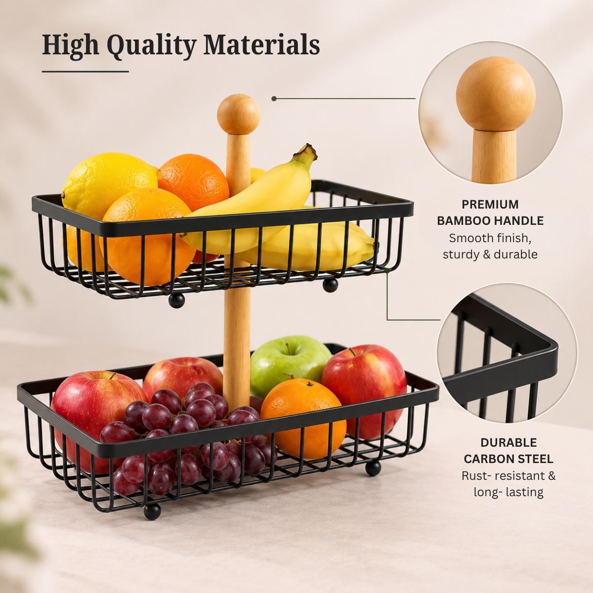 Rectangular Dual Tier Fruit & Vegetable Basket
