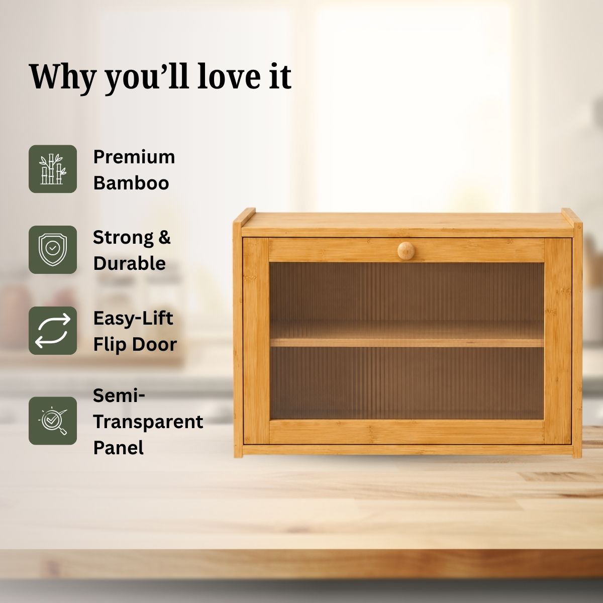 Bamboo Countertop Kitchen Cabinet with Fiber Glass-Style Finish