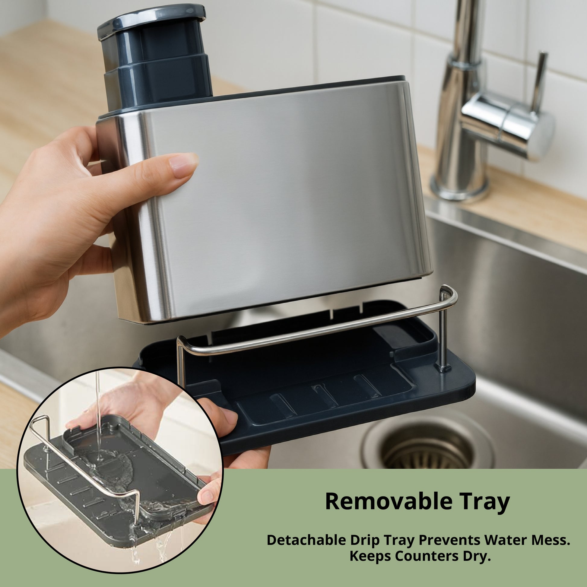 Dish Soap Dispenser with Sponge Holder & Tray - SimplifiNest