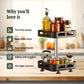 2-Tier Rectangular 360° Rotating Kitchen Rack | Stainless Steel | Spices, Jars & Masala Organizer