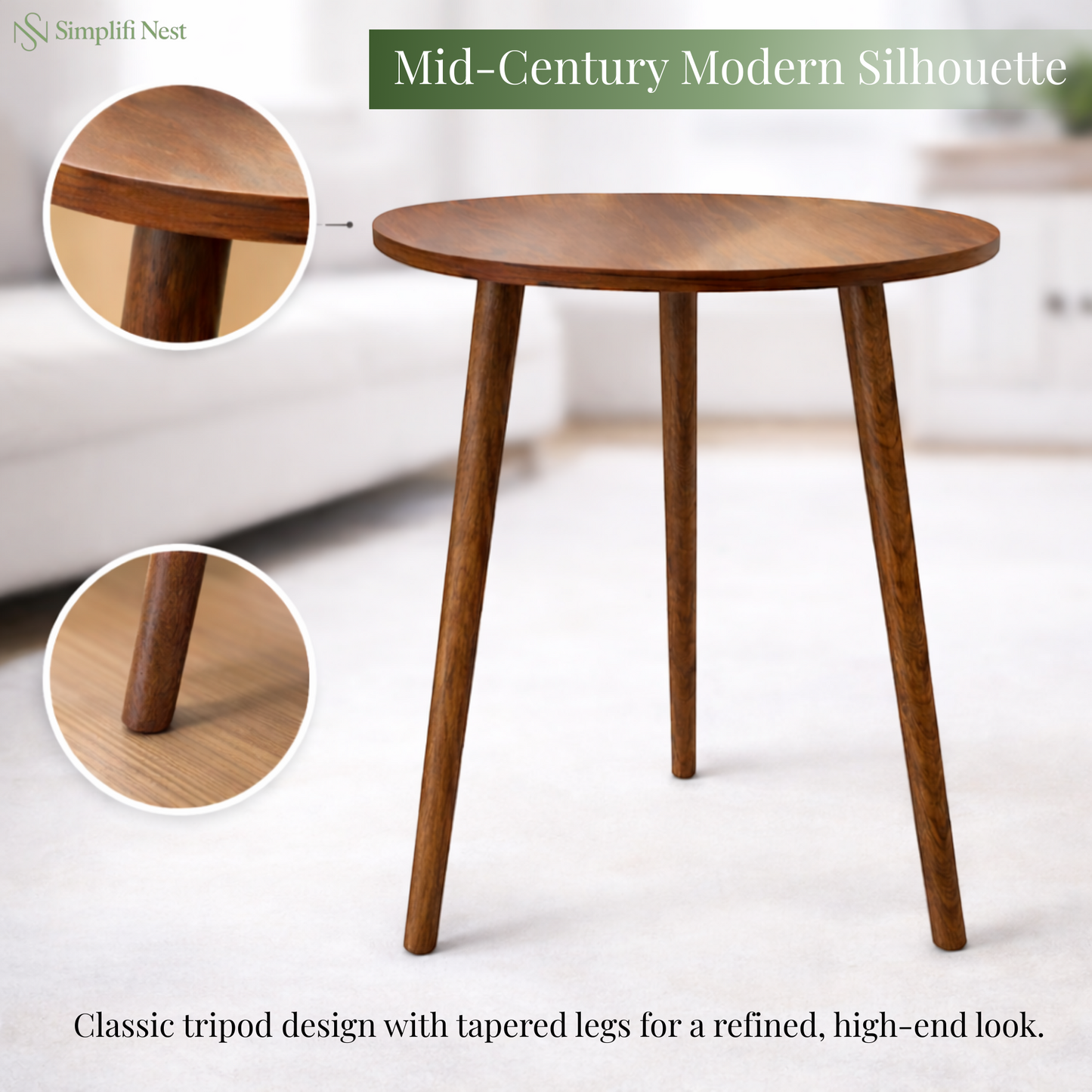 Modern Round Tripod Side Table
