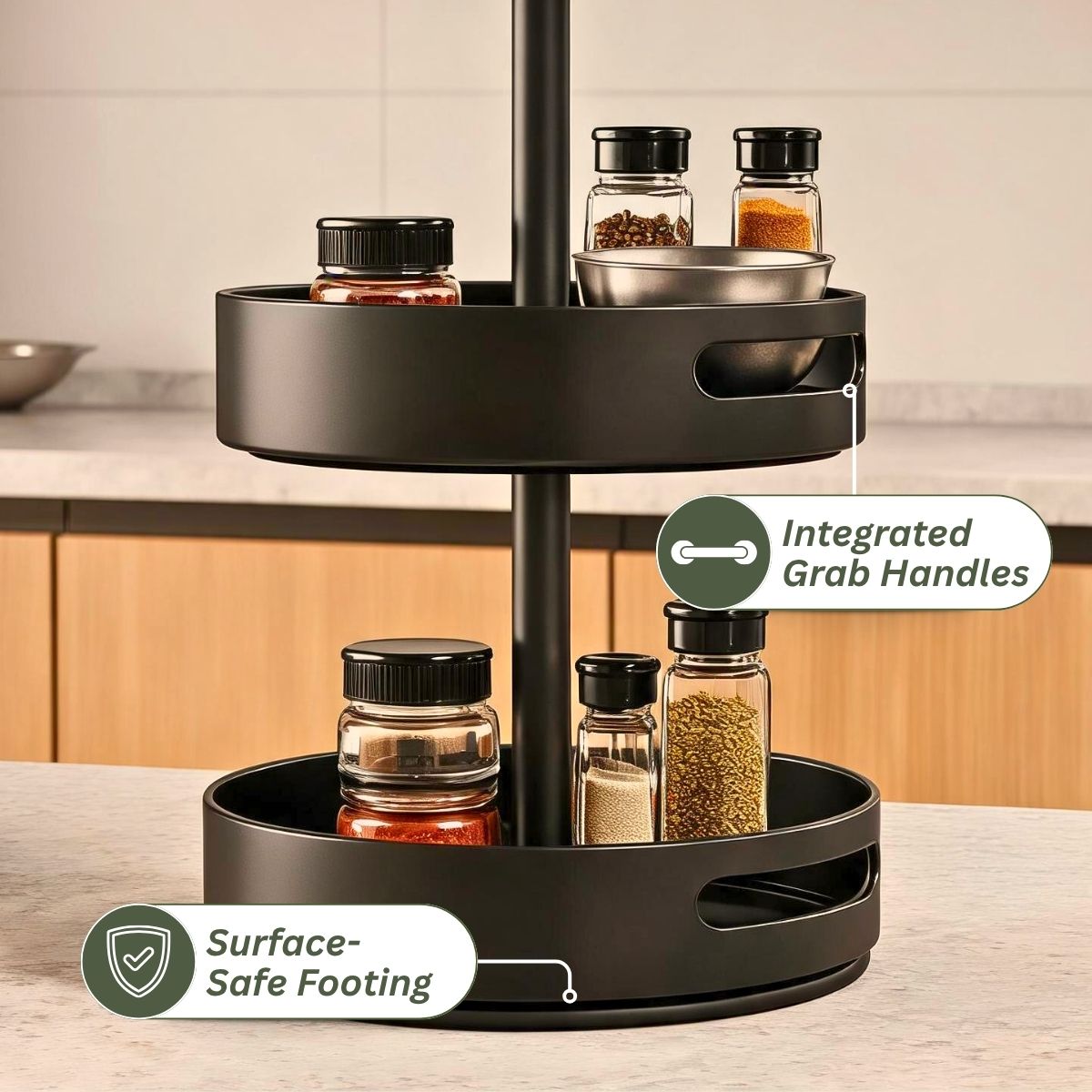 Circular Rotating 360° Kitchen Rack |3-Tier & 2-Tier | Stainless Steel Organizer
