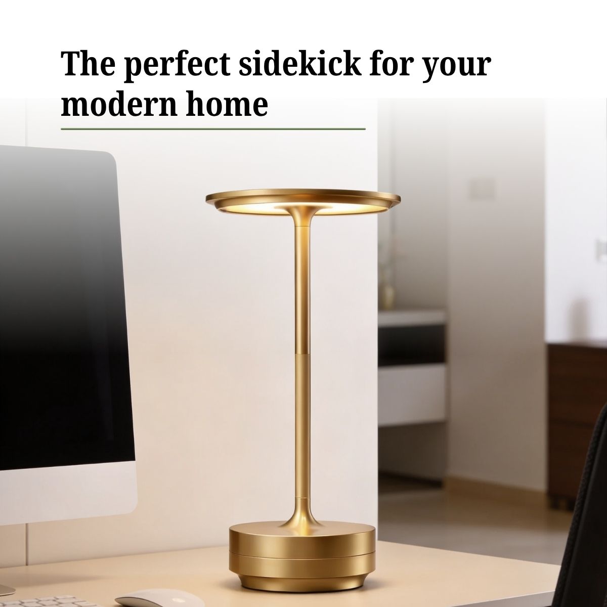 Rechargeable Cordless Metal Table Lamp | Touch Control | 3 Light Modes | Type-C | Heavy Base | 6–8 Hrs Battery