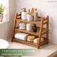 Modern Bamboo 3-Tier Countertop Organizer Rack | Fluted Fibre Glass Shelves