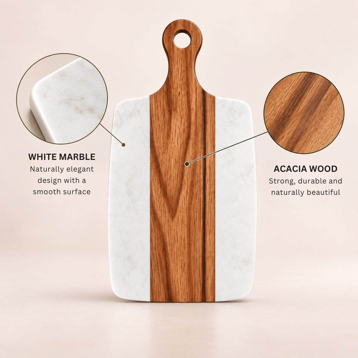 White Marble & Acacia Wood Chopping & Serving Board