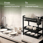 3-Tier Dish Drying Rack with 3 Removable Drip Trays & Utensil Basket | Black Powder-Coated Bartan Stand for Kitchen