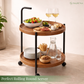 Premium 2-Tier Round Mobile Serving Trolley