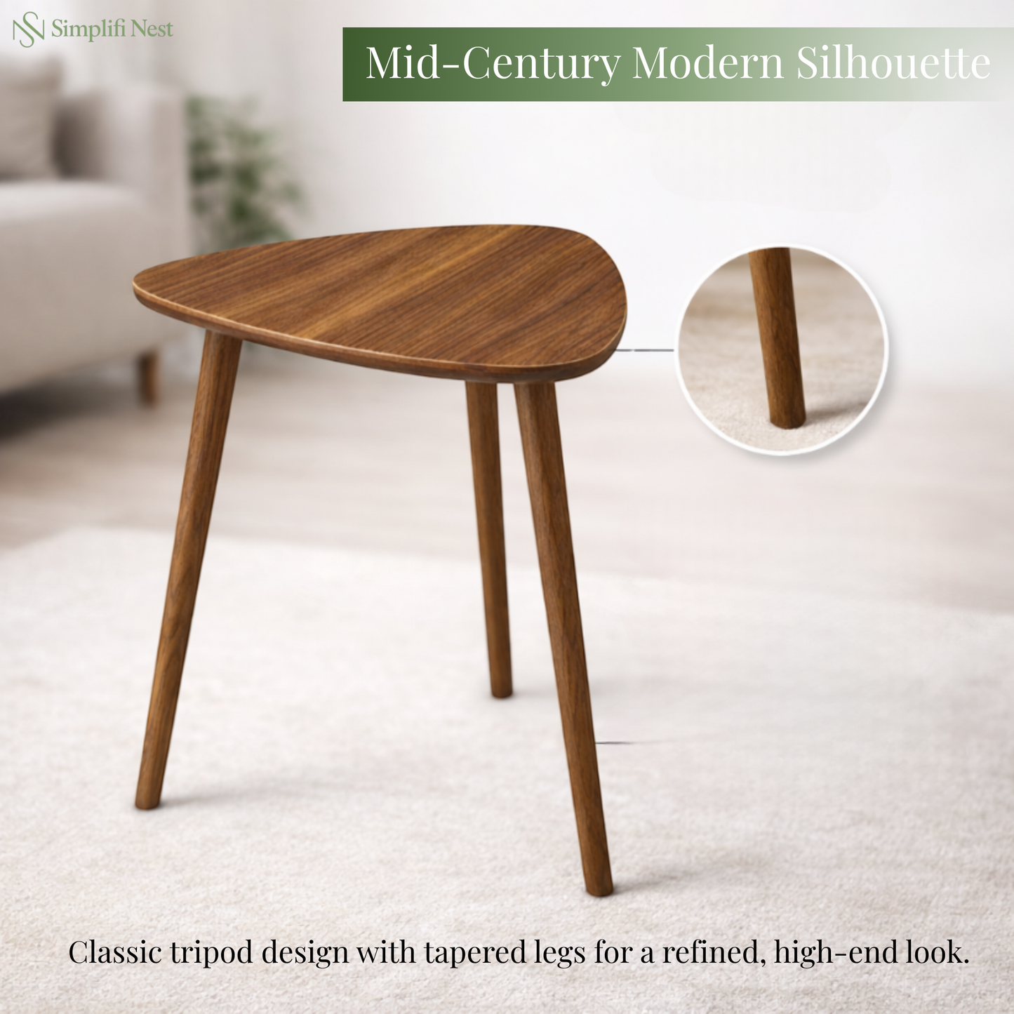 Modern Triangle Tripod Side Table