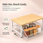 Premium Pine Wood Countertop Storage Organizer with Sliding Basket