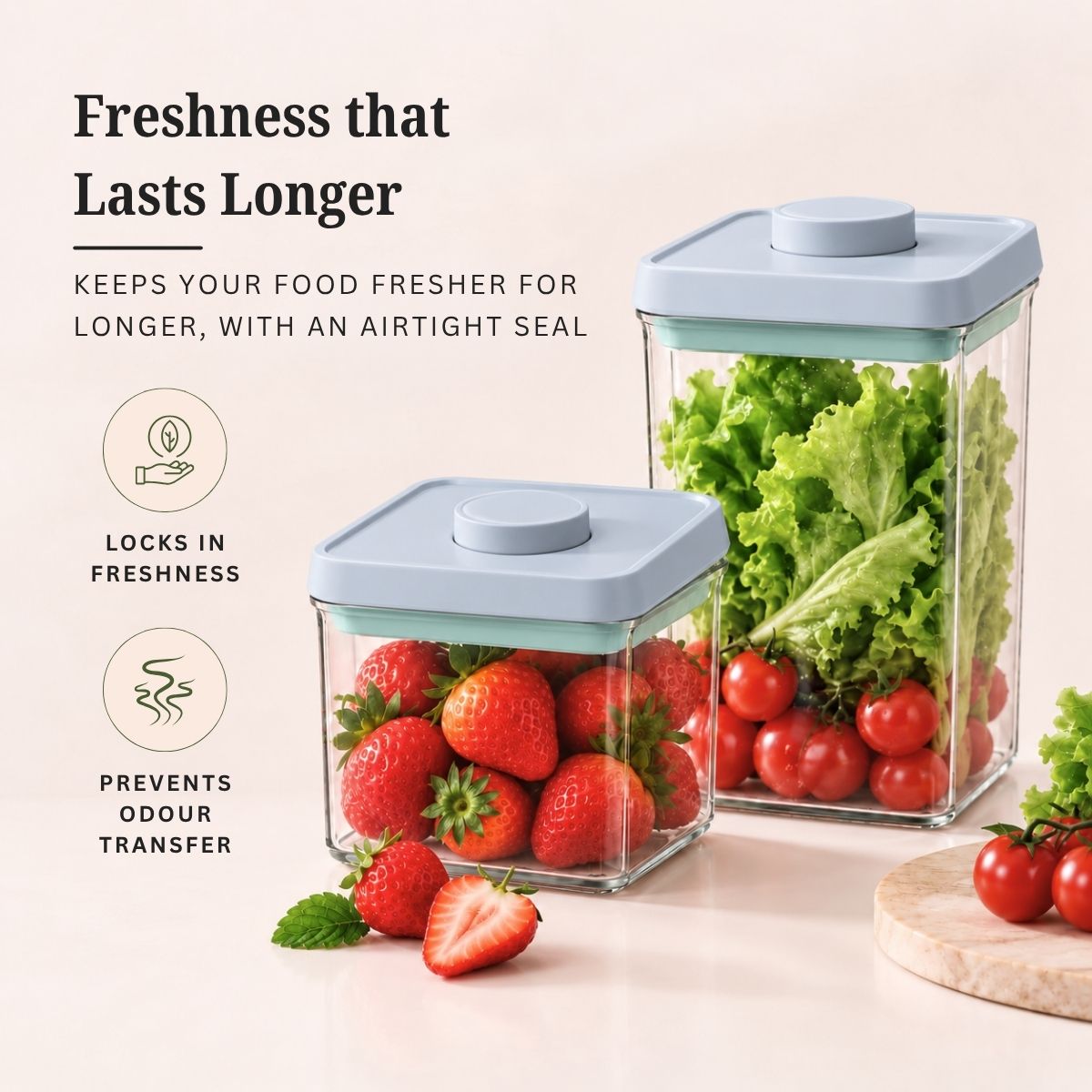 POP One-Touch Airtight Containers – Set of 6 | Stackable & BPA-Free | Patented