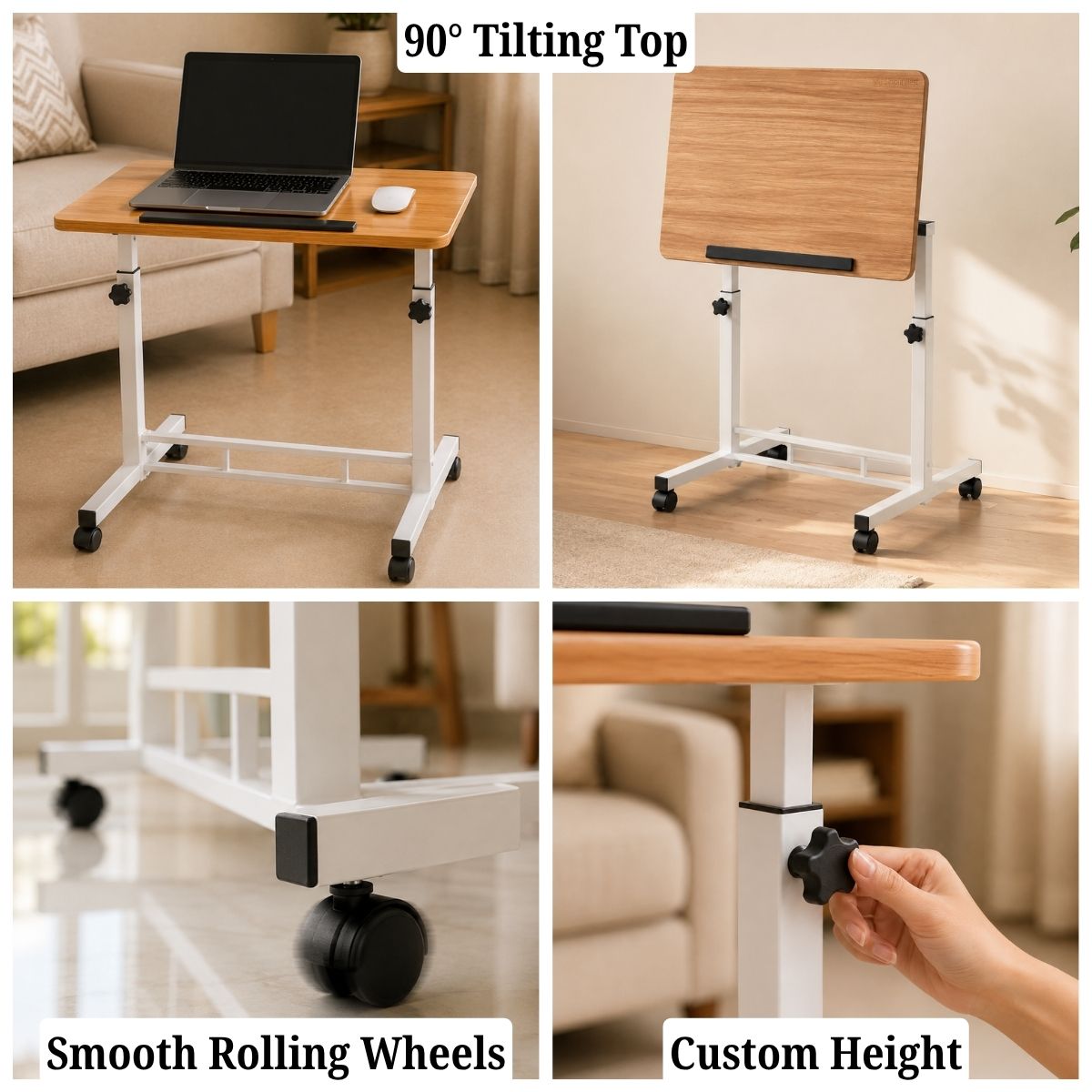 Adjustable Height Laptop Table & Standing Desk | 60–90cm | Wood + Iron