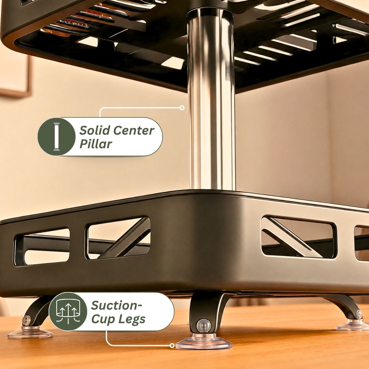 2-Tier Rectangular 360° Rotating Kitchen Rack | Stainless Steel | Spices, Jars & Masala Organizer