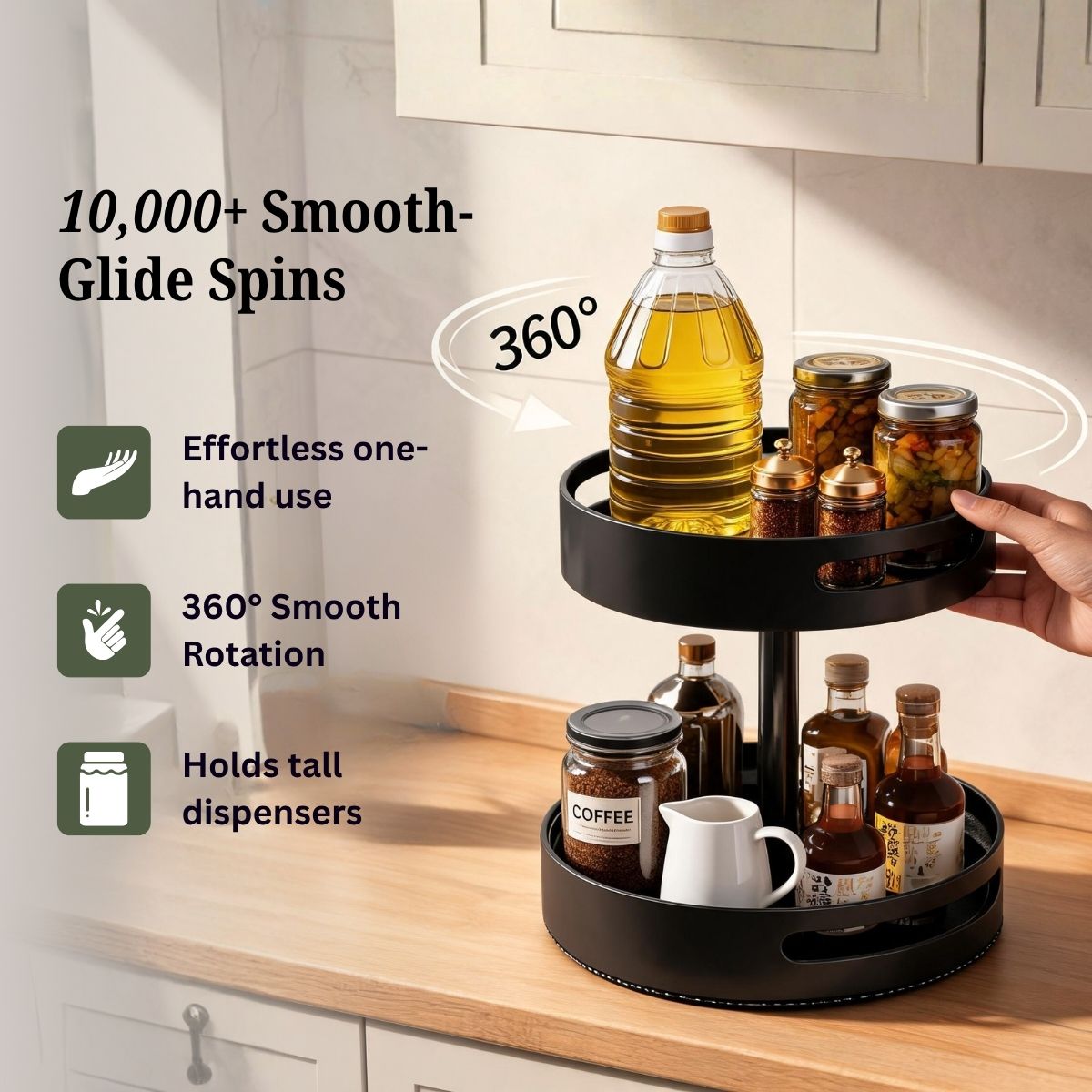 Circular Rotating 360° Kitchen Rack |3-Tier & 2-Tier | Stainless Steel Organizer